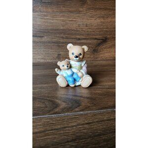 Vintage Homco #1444 Mama Bear With Baby Boy Cub Figurine Porcelain Nursery Decor